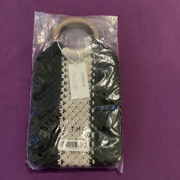 Curateur Laude The Label GABBY Black and White Mini Macramé Bag NWT - Picture 9 of 9